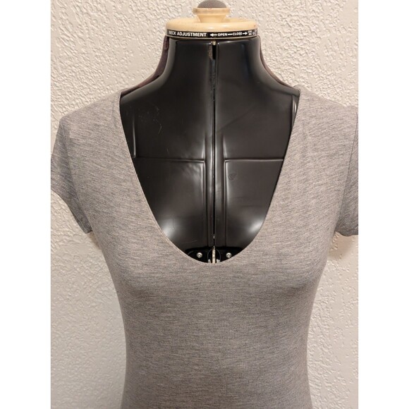 See You Monday Dress Womens M Grey Midi Sheath Bodycon Stretch Anthropologie - Picture 4 of 12